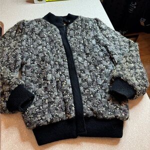 Vintage Cherry Stix Black and Gray Tweed Sweater Jacket M
